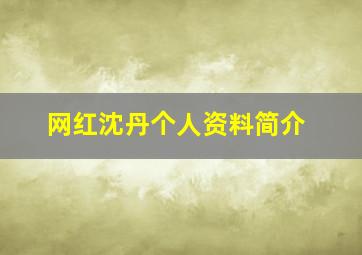 网红沈丹个人资料简介