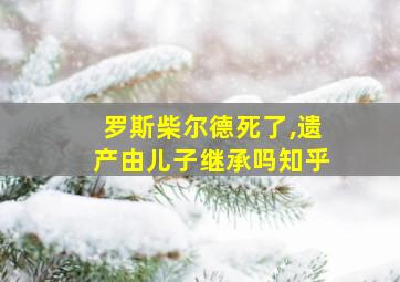 罗斯柴尔德死了,遗产由儿子继承吗知乎