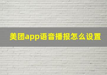 美团app语音播报怎么设置