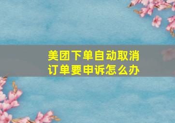 美团下单自动取消订单要申诉怎么办