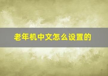 老年机中文怎么设置的