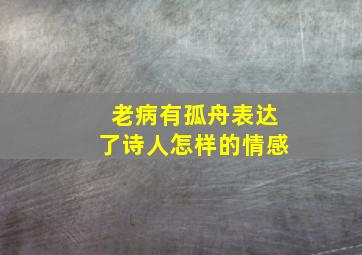 老病有孤舟表达了诗人怎样的情感