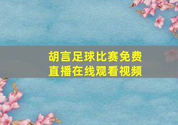 胡言足球比赛免费直播在线观看视频