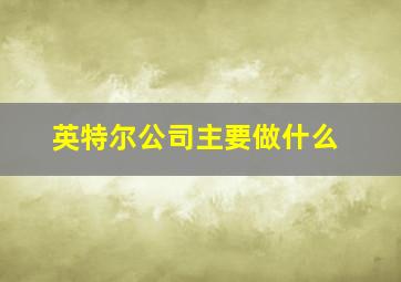 英特尔公司主要做什么