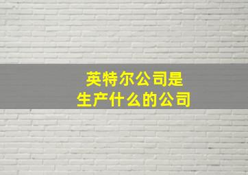 英特尔公司是生产什么的公司