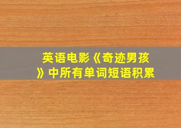 英语电影《奇迹男孩》中所有单词短语积累