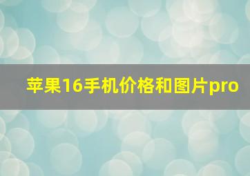 苹果16手机价格和图片pro