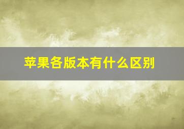 苹果各版本有什么区别