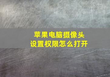 苹果电脑摄像头设置权限怎么打开