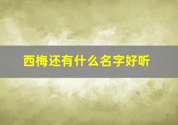 西梅还有什么名字好听