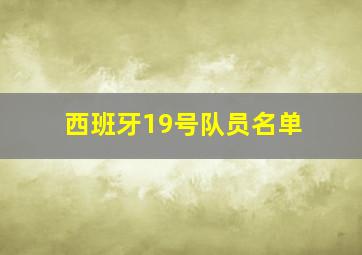 西班牙19号队员名单