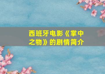 西班牙电影《掌中之物》的剧情简介