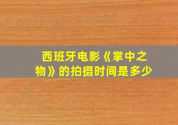 西班牙电影《掌中之物》的拍摄时间是多少