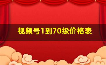 视频号1到70级价格表