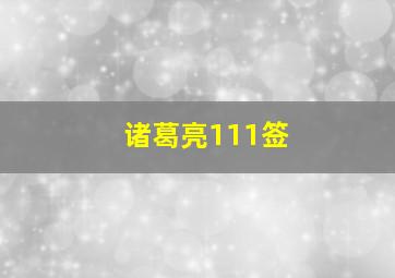 诸葛亮111签