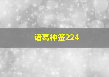 诸葛神签224