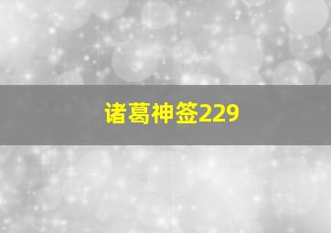 诸葛神签229