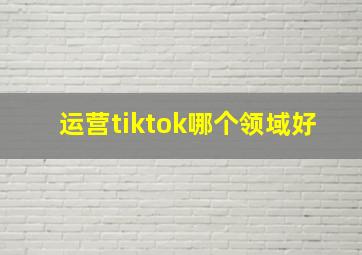 运营tiktok哪个领域好