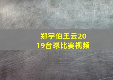 郑宇伯王云2019台球比赛视频