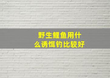 野生鲤鱼用什么诱饵钓比较好