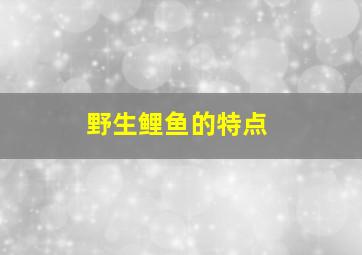 野生鲤鱼的特点