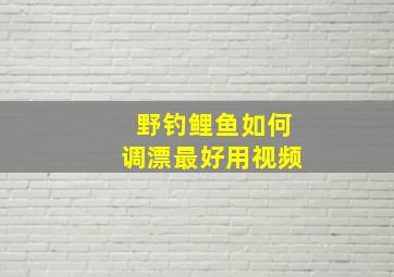 野钓鲤鱼如何调漂最好用视频