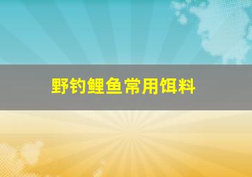 野钓鲤鱼常用饵料