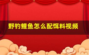 野钓鲤鱼怎么配饵料视频