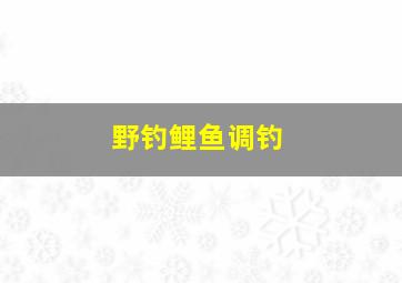 野钓鲤鱼调钓