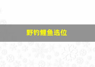 野钓鲤鱼选位