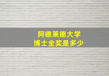 阿德莱德大学博士全奖是多少