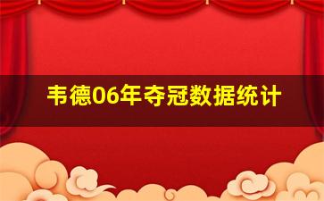 韦德06年夺冠数据统计