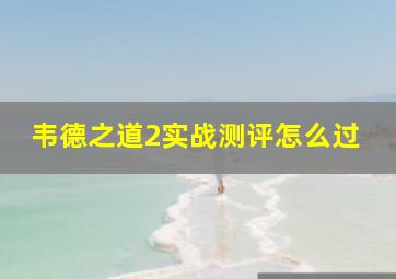 韦德之道2实战测评怎么过