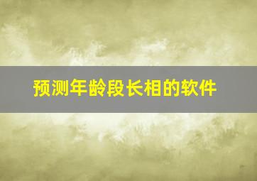 预测年龄段长相的软件