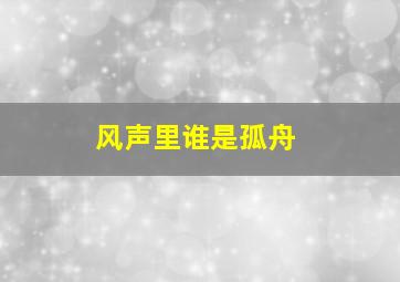 风声里谁是孤舟