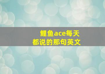 鲤鱼ace每天都说的那句英文