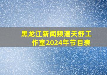 黑龙江新闻频道天舒工作室2024年节目表