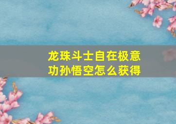 龙珠斗士自在极意功孙悟空怎么获得