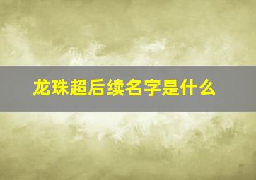 龙珠超后续名字是什么